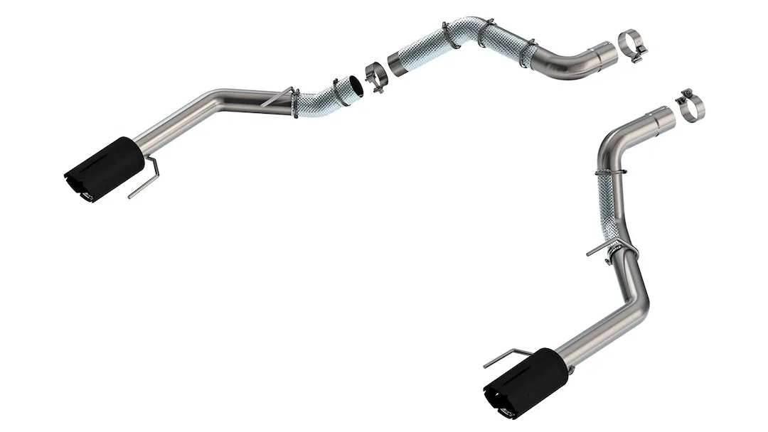 60727BRCB – BORLA Exhaust Tail Pipe, 3 Inch Diameter T-304 Stainless Steel Dual Split Rear Exit 5 Inch Black Chrome S...
